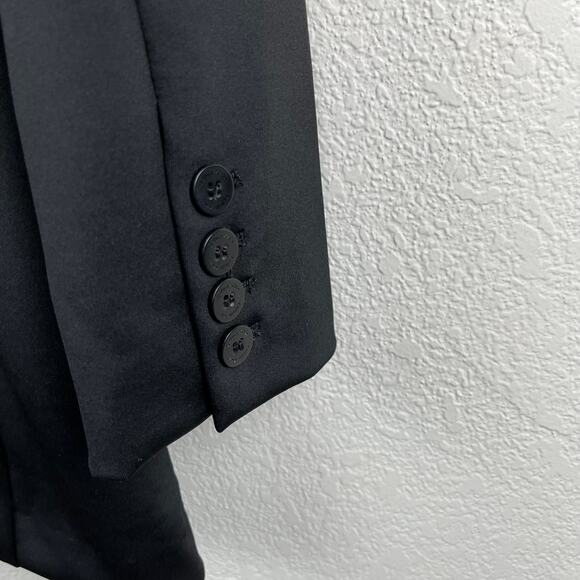 Calvin Klein Mixed Media Black Faux Leather Open Front Blazer Jacket 4 NWT - Picture 11 of 16